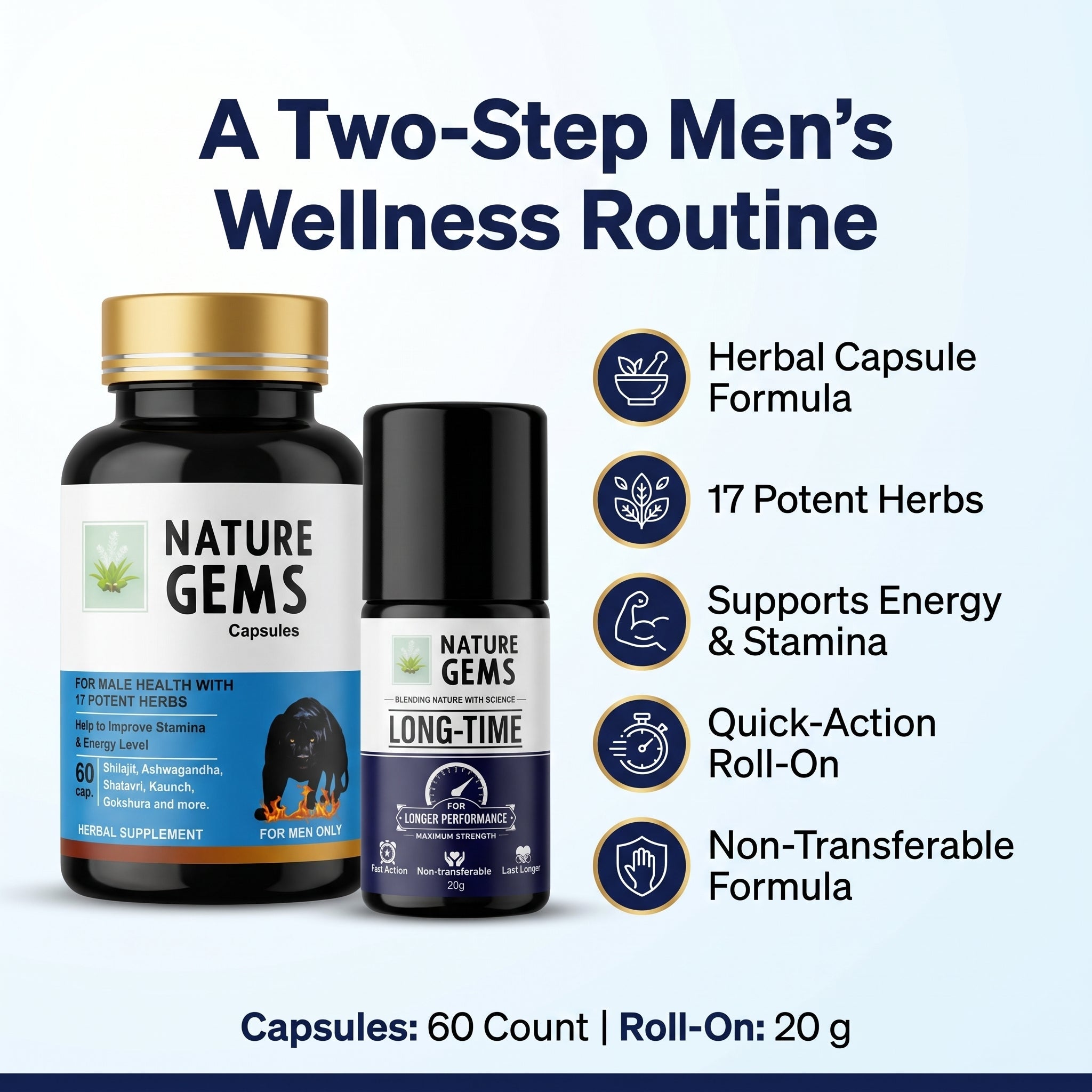 Nature Gems Tablets And Roll on Combo (Imported Quality🇺🇸)