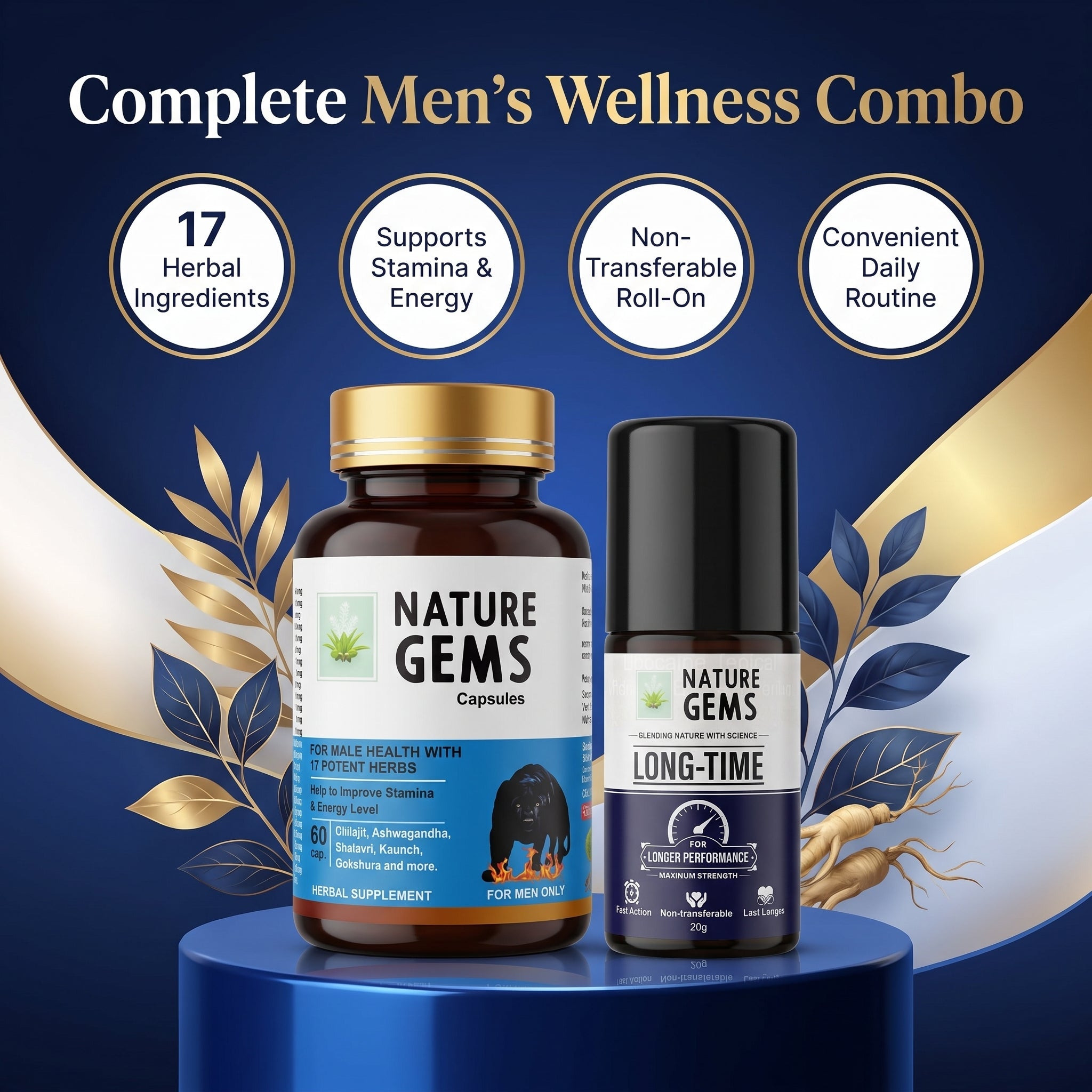 Nature Gems Tablets And Roll on Combo (Imported Quality🇺🇸)